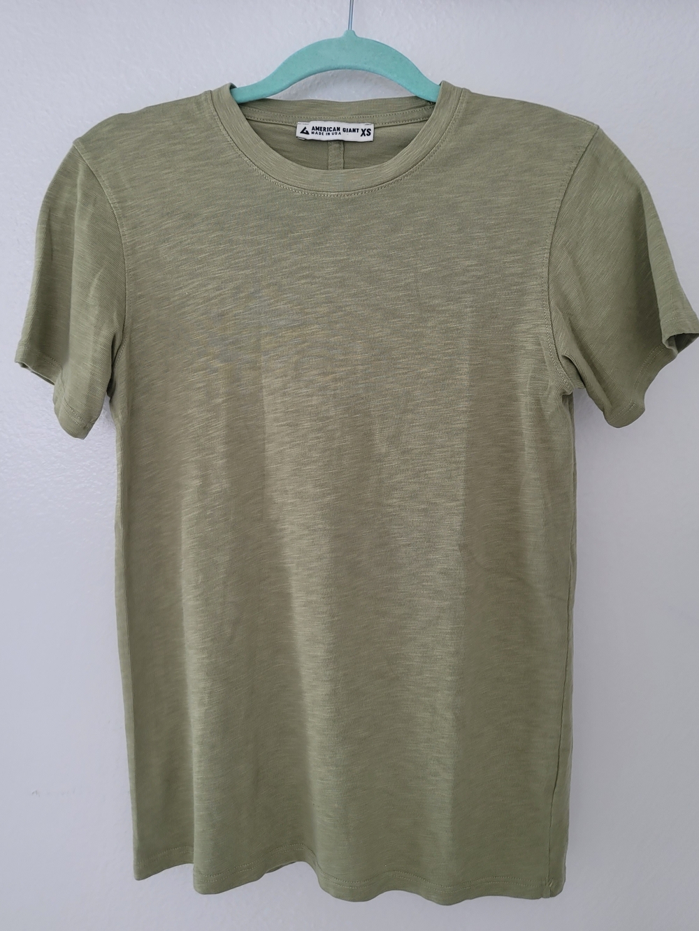 American Giant Olive Green Crew Neck Short Sleeve Tee - Women Size Xs
